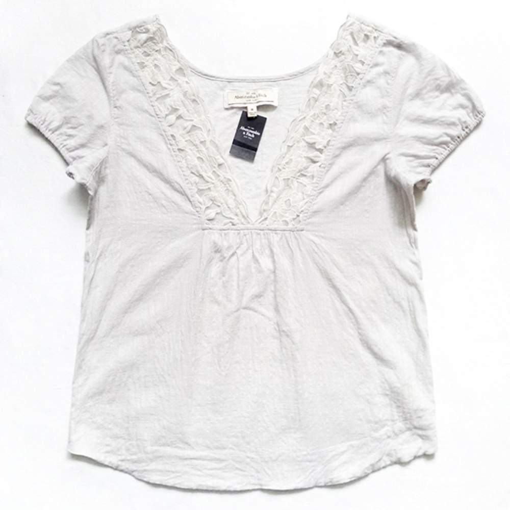 A&F Sexy Sheer Floral Lacey V-Neck Tunic/Blouse M